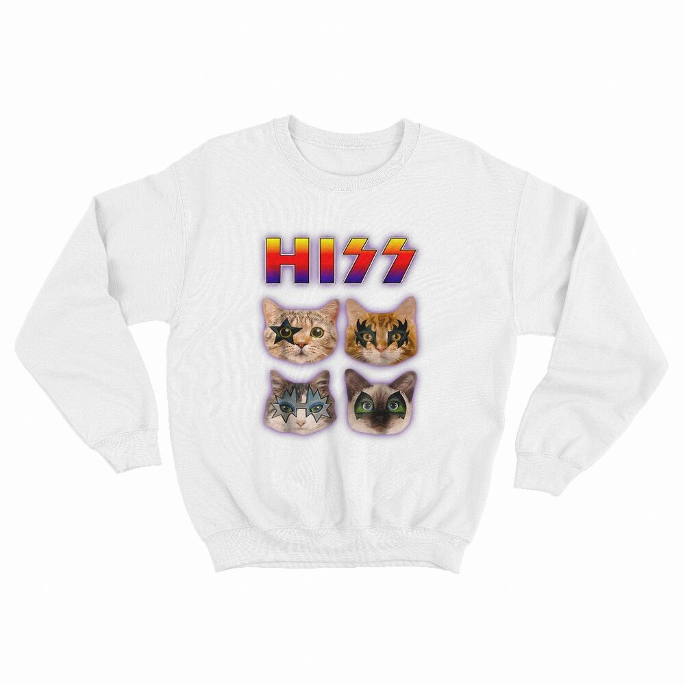 Hiss Funny Cats Kittens Rock Rockin White Sweater